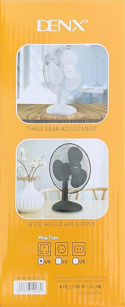 DENX 16 Inch Table Fan with 3 Speeds, Quiet Oscillating Pedestal Stand Fan for Bedroom, Office, Home Use, Portable Floor Fan with Portable Desk & Pedestal Fan, DX2546