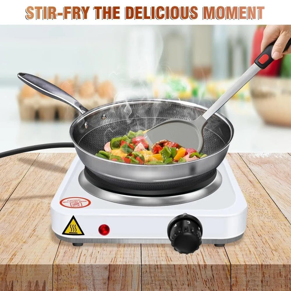DENX Single Hot Plate, 1000W Cast Iron Portable Electric Stove, Adjustable Temperature Control, 15.5cm Heating Plate, Tabletop Cooking Appliance for Home Kitchen, Office, Outdoor Camping, DX2801
