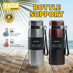 DENX 800ml Stainless Steel Vacuum Insulated Water Bottle, Double Wall Thermos Flask with Tea Infuser, Hot Cold Travel Mug, Leakproof BPA-Free Sports Bottle for Office Gym Outdoor Use, DX2055