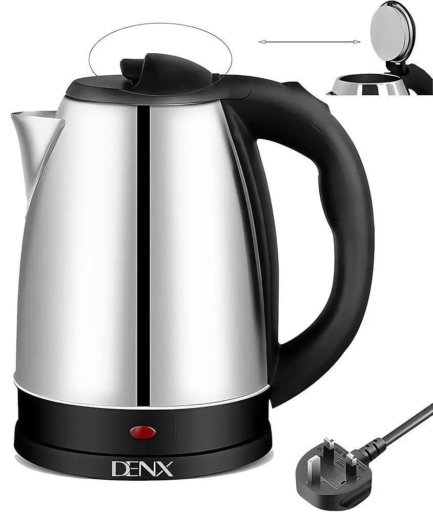 DENX 1500W 1.8L Stainless Steel Electric Kattle, Fast Boil, Tea Maker High-Speed Kettle, 360° Rotational Base, Teapot Perfect for Boiling Water, Milk, Coffee & Tea, for Home & Office Use, DX1774
