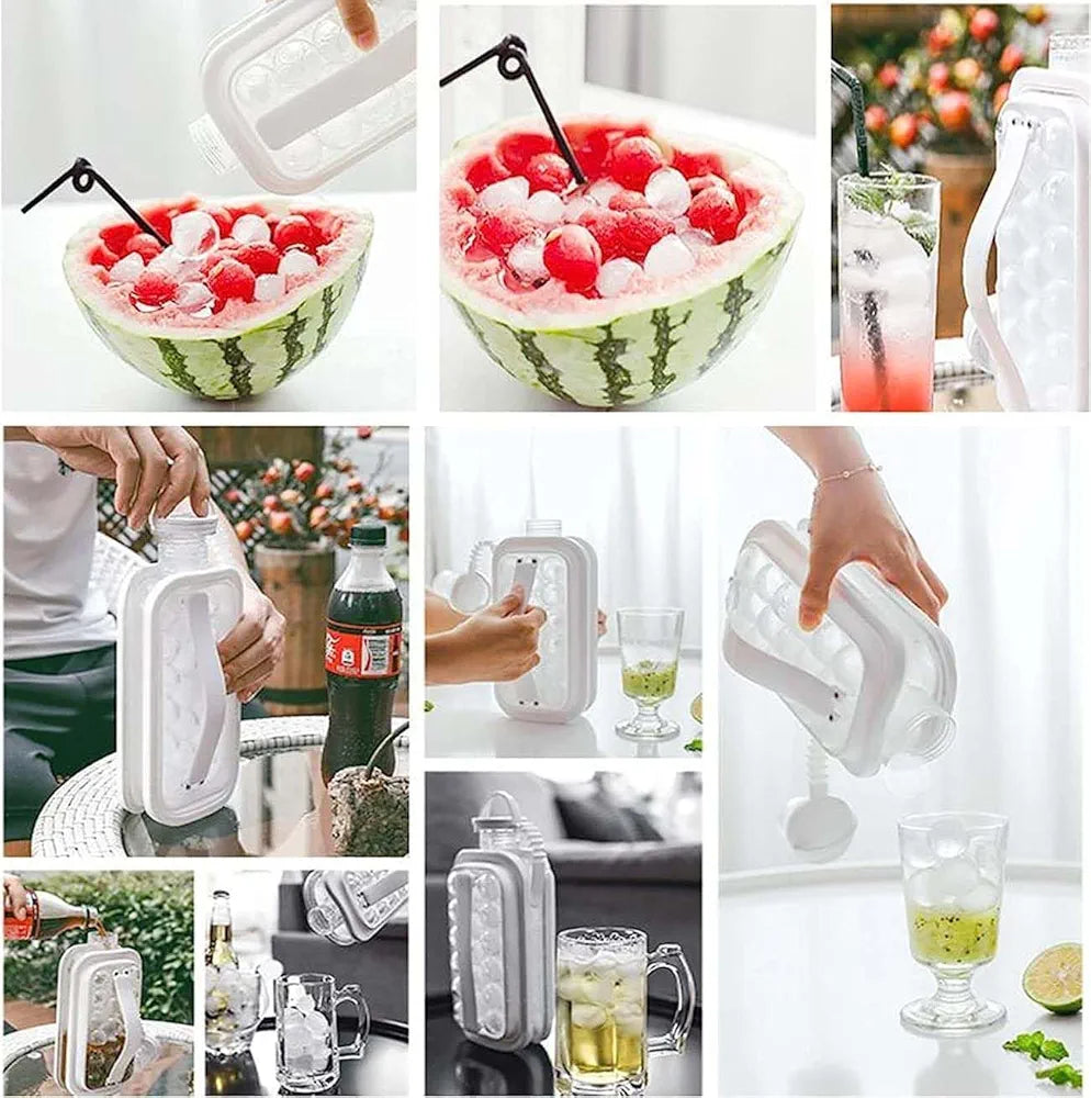 Ice Ball Maker | Reusable BPA-Free Silicone Ice Cube Tray with Lid | Sphere Ice Mold for Drinks, Cocktails, Coffee, Tea, and Juice | Portable Round Ice Cube Tray for Freezer | White