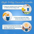 DENX Magic Slushie Maker Cup 300ml, Reusable Silicone Smoothie Ice Cream Cup Milkshake for Kids & Adults, Portable Frozen Drink with Straw, DIY Slushy Juice Maker for Home, Travel, DX2542