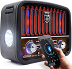 DENX Old Radio Speaker Bluetooth & HIFI-Speaker with Remote control, Sd Card, Usb And Aux Port, Radio FM/AM/SW Brown wood Portable Audio TF Card USB Flash disk Aux playback,