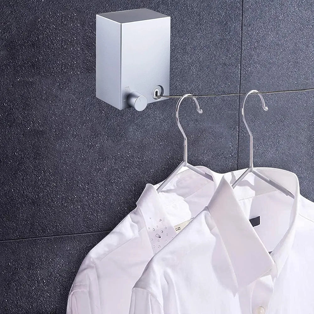 Retractable Clothesline, 4.2m Wall Mounted Adjustable Stainless Steel Clothes Line, Laundry Line with Aluminum Alloy Bracket, Clothesline for Indoor Outdoor Bathroom Balcony 