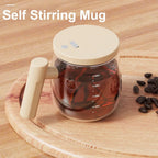 Self Stirring Mug 400ml, Automatic Coffee Mixing Cup, Rechargeable Electric Coffee Mug, Borosilicate Glass, Tea Cup with Lid, Protein Shaker, Milk Frother, Portable Travel Mug, Home, Office, MY-04