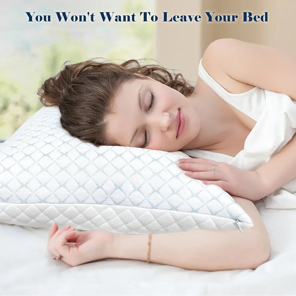 DENX Orthopedic Memory Foam Pillow, Cervical Pillow for Neck and Spine Support, Ergonomic Contour Sleeping Cushion for Pain Relief, Back Side & Stomach Sleepers Pillow With Washable Cover, DX3626