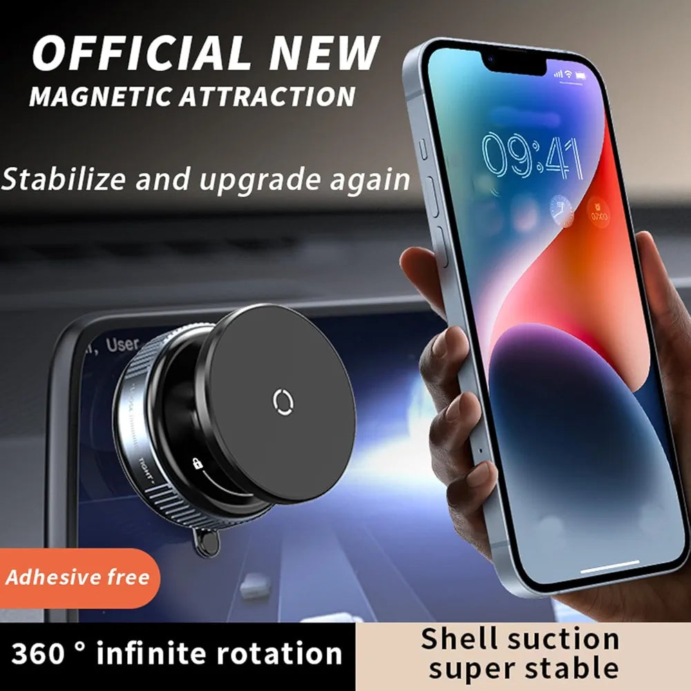 Magnetic Car Phone Holder, Vacuum Suction Cup Mobile Mount, 360° Rotation Phone Stand, Dashboard & Windshield Holder, Strong Magnet Mount for iPhone MagSafe, Samsung, Huawei, Xiaomi, K009