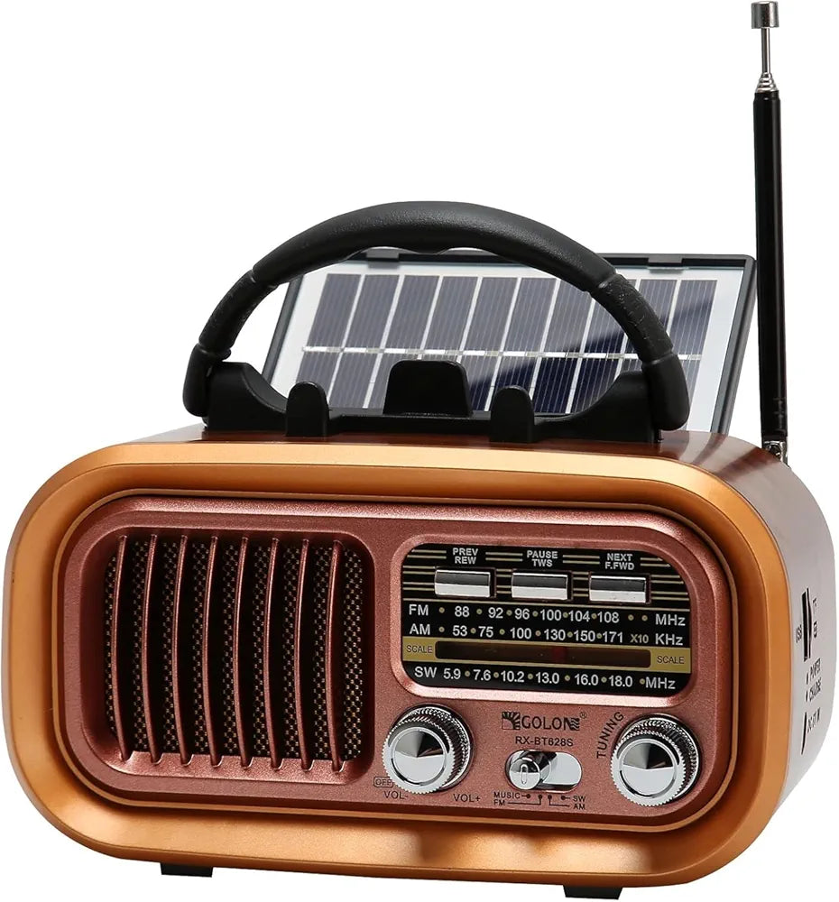 DENX Old Radio Speaker Bluetooth & HIFI-Speaker Sd Card, Usb And Aux Port, Radio FM/AM/SW Brown wood Portable Audio TF Card USB Flash disk Aux playback, 