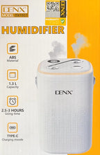 DENX 1.3L Ultrasonic Cool Mist Air Humidifier & Essential Oil Aroma Diffuser, 4 Mist Levels, Auto Shut-Off, Low Noise, Portable Rechargeable Humidifier for Bedroom, Baby Room, Home, and Office, DX1927