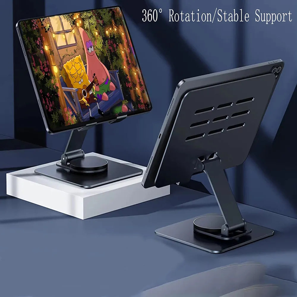 Laptop Stand & Phone Holder, Adjustable Foldable Laptop Riser with 360° Rotation, Ergonomic Stand for Laptops 10-17", Tablet Stand for iPad, Mobile, Kindle, MacBook, Universal Holder, L-003 