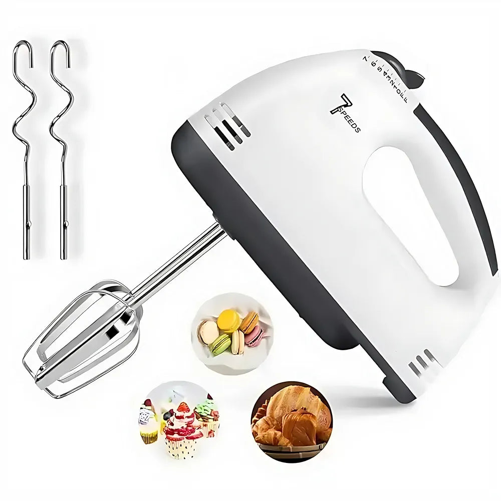 260W Hand Mixer Electric Lightweight Egg Beater, Handheld Food and Cake Mixer with Extra Long Beaters Dough Hooks Balloon Whisk with 7 Speed Settings