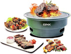 DENX Charcoal Barbecue Grill, Portable Outdoor Bbq Grill with Non Stick Surface, Removable Grease Tray, Round Compact Travel Grill for Camping, Picnic, Garden 