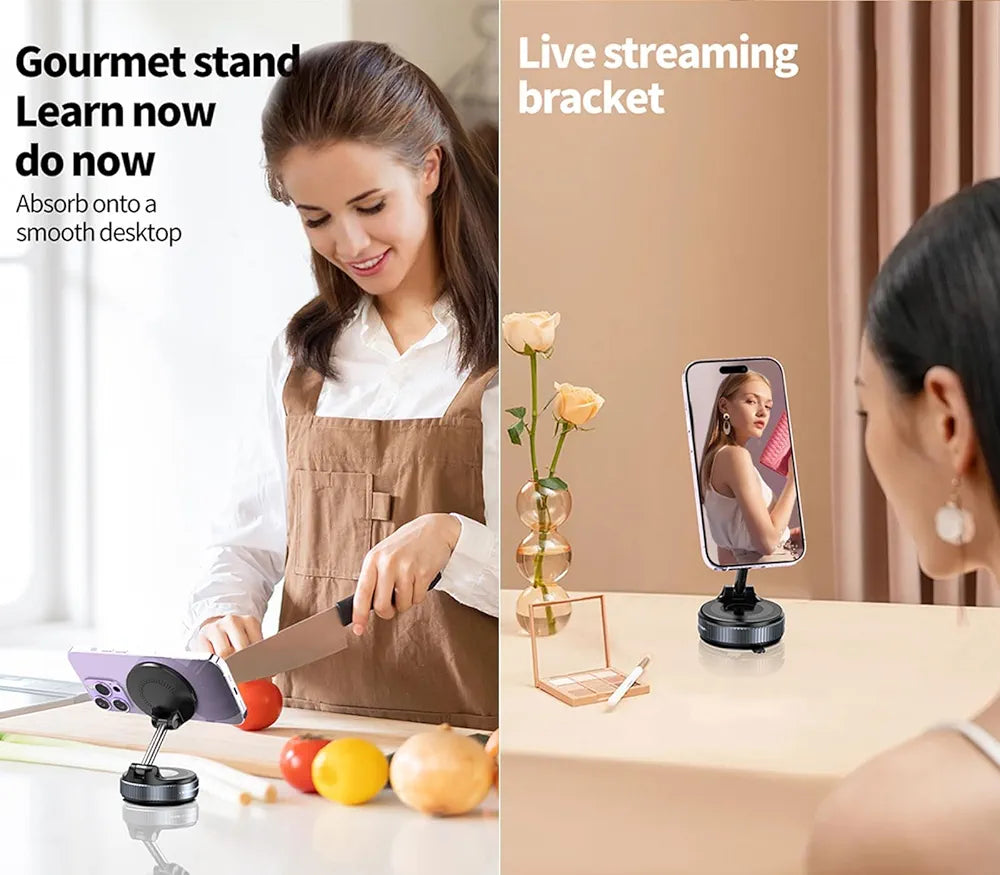 Magnetic Car Phone Holder with 15W Wireless Charging, Vacuum Suction Mount, Dashboard Phone Holder, Windshield Mount, 360° Rotation, Universal Mobile Stand for iPhone, Samsung, Huawei, Xiaomi, K007S