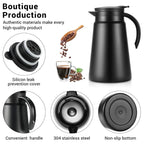 DENX Thermal Coffee Pot Set with 2 Stainless Steel Cups, 880ml Vacuum Insulated Coffee Flask, Leakproof Travel Thermos Jug for Hot & Cold Beverages, Portable Drink Dispenser for Office Camping, DX2036