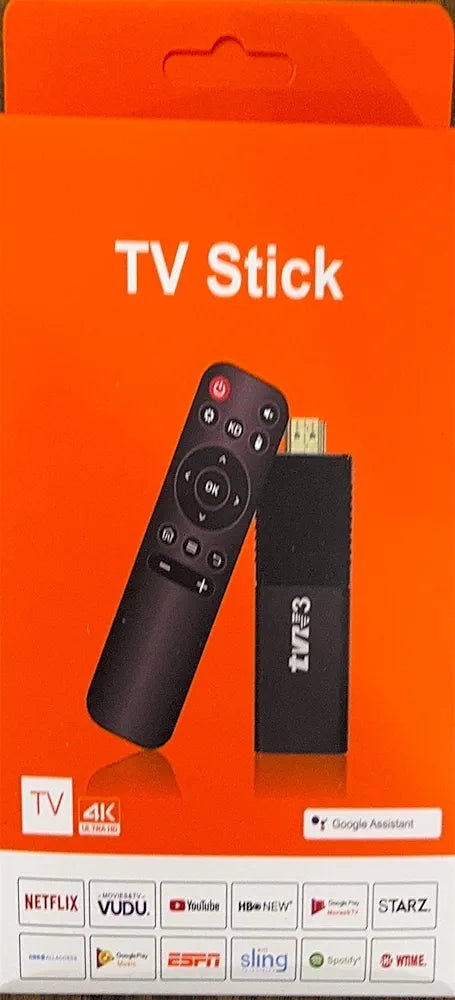 TVR3 Stick 4K Ultra HD Smart TV Stick, HDR Streaming Device, Google Assistant Voice Control, Chromecast Built-In, Dolby Audio, Wi-Fi TV Dongle, HDMI Media Player, Portable Streaming Stick, Black