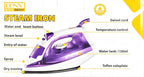 DENX Steam Iron, 1200W Portable Electric Clothes Iron, Temperature Control, Continuous Steam Technology, Spray And Steam Burst Function For Shirts, Trousers, Dresses, Curtains Use, DX2517