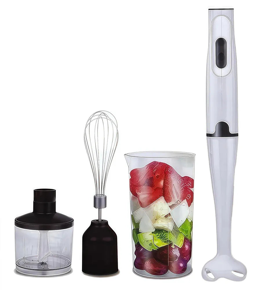 4-in-1 Electric Hand Blender, 800W Stick Blender with 500ml Food Chopper, Inox Whisk & 700ml Measuring Cup, Electric Blender & Hand Mixer with Stainless Steel Blade Use for Cake Mixer,JJ-134