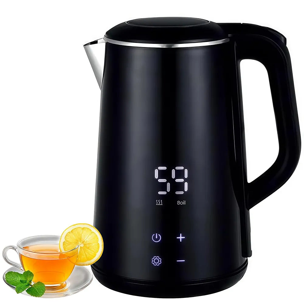DENX Smart Electric Kettle 1.6L Stainless Steel, 1500W Fast Boil, LED Digital Touch Display, Adjustable Temperature Control, Keep Warm Function, Auto Shut-Off, For Tea, Coffee, Baby Formula, DX2087