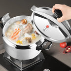 DENX 11L Aluminium Pressure Cooker, Rice Cooking Pot with Safety Lock & Valve, Fast Manual Cooker for Stews, Meat, Vegetables, Gas, Electric Stove Compatible, Silver Cookware, DX3427