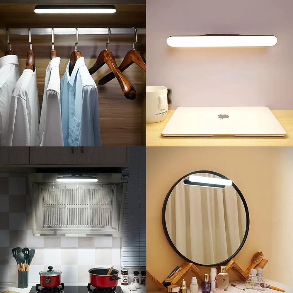 DENX LED Light Bar,Magnetic Mount & USB Rechargeable Battery Powered Lamp Strip,Portable for Makeup,Car,Cabinet,Bedroom Reading and Emergency, DX2342