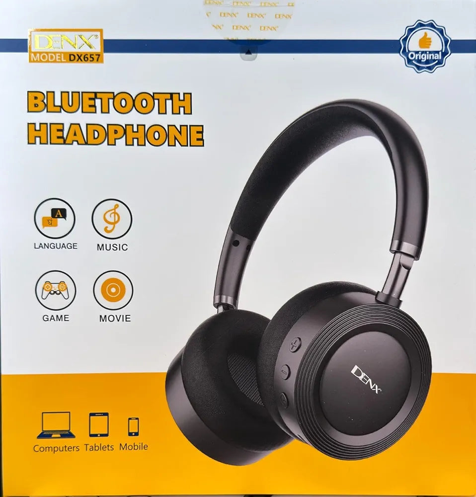 DENX Wireless Bluetooth Headphones with Mic, Over Ear Foldable Headset for Gaming, Music, Movies, Travel, Type-C Charging, Bluetooth 5.4 Compatible with Android, iPhone, Tablet, Laptop, DX657 