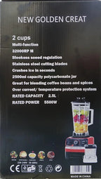 New Golden Creat 5500W High Speed Blender 2.5L, Ice Crusher, Smoothie Maker, Juice Mixer, Coffee Grinder, Dry & Wet Blender, Nut Chopper, Spice Grinder, Food Processor for Home Kitchen – Red Black