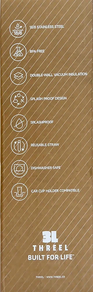3LTHREEL H2.0 40Oz Insulated Stainless Steel Tumbler With Straw And Lid, Double Wall Vacuum Travel Mug, Thermal Travel Tumbler, Large Coffee Cup, Hot And Cold Drink Container, Car Cup Holder 
