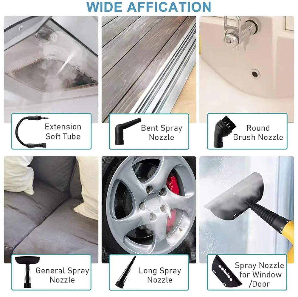 DENX 1200W Portable Handheld Steam Cleaner 350ml Tank Capacity Multifunctional High Temperature Pressurized Steam Cleaning Machine with 9PCS Accessory for Kitchen Sofa Bathroom Car Window, DX2563