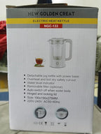 New Golden Creat Electric Kettle 2L, Fast Boil Glass Water Boiler with Auto Shut-Off, Boil-Dry Protection, 1500W Cordless Kettle for Boiling, Milk, Coffee & Tea, for Home & Office, NGC-133 