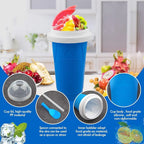 DENX Magic Slushie Maker Cup 300ml, Reusable Silicone Smoothie Ice Cream Cup Milkshake for Kids & Adults, Portable Frozen Drink with Straw, DIY Slushy Juice Maker for Home, Travel, DX2542