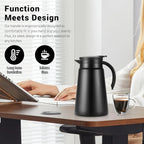 DENX Thermal Coffee Pot Set with 2 Stainless Steel Cups, 880ml Vacuum Insulated Coffee Flask, Leakproof Travel Thermos Jug for Hot & Cold Beverages, Portable Drink Dispenser for Office Camping, DX2036