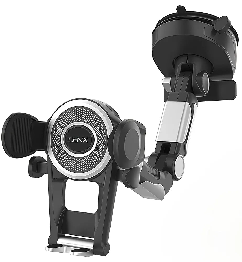DENX Universal Car Phone Holder Mount, Dashboard Phone Stand, Windshield Mobile Holder, 360° Rotating Long Arm Bracket, Strong Suction Cup, Smartphone Mount for iPhone, Samsung, Android, DX1275