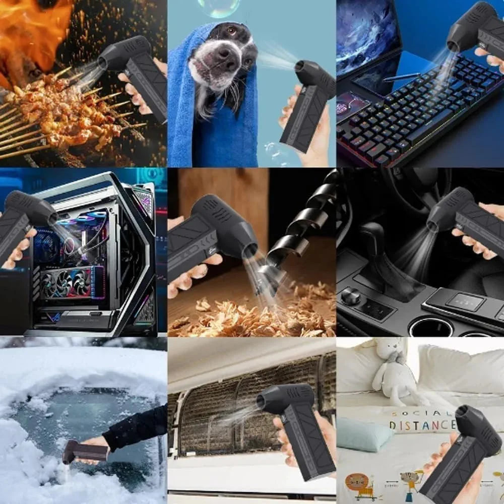 Jet Dry Blawer, 130000 RPM Portable Air Blower Super Jet Fan with 3 Wind Speed Adjustments, Cordless Handheld Powerful Blower for Computer Keyboard, Car Cleaning,ZY7400-SE/Pro