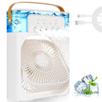 DENX Portable Air Cooler Fan with 700ml Water Tank, Portable Air Conditioners 3 Speeds & 3 Mist Modes, Personal Fan with LED Light, 1-3H Timer AC Cooling Fan for car Home Office Room, DX2552