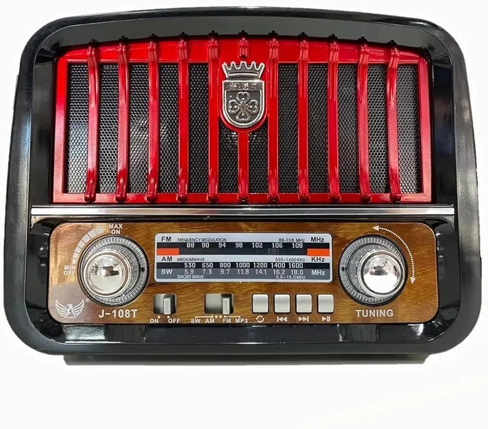 DENX Old Radio Speaker Bluetooth & HIFI-Speaker with Remote control, Sd Card, Usb And Aux Port, Radio FM/AM/SW Brown wood Portable Audio TF Card USB Flash disk Aux playback,