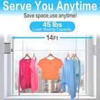 Retractable Clothesline, 4.2m Wall Mounted Adjustable Stainless Steel Clothes Line, Laundry Line with Aluminum Alloy Bracket, Clothesline for Indoor Outdoor Bathroom Balcony 
