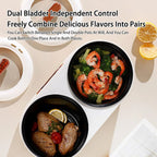 DENX Dual Pot Electric Cooker 1L + 1L, Smart Multi Function Kitchen Appliance with Timer, Non Stick Double Bowl, Fast Heating, Compact Electric Cooker for Soup, Stew, Porridge, DX3901