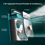 DENX Portable Air Cooler Fan with 700ml Water Tank, Portable Air Conditioners 3 Speeds & 3 Mist Modes, Personal Fan with LED Light, 1-3H Timer AC Cooling Fan for car Home Office Room, DX2552