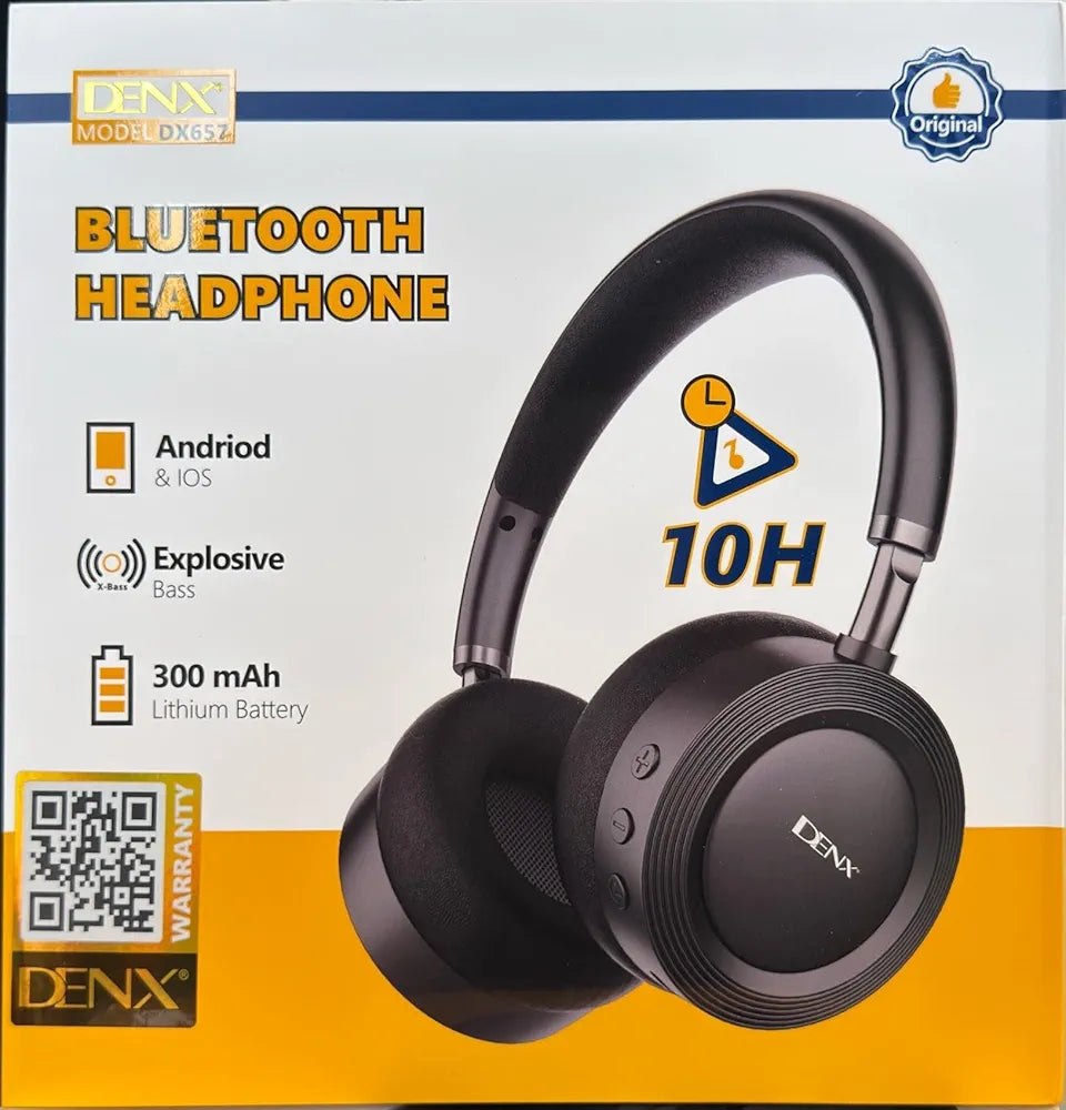 DENX Wireless Bluetooth Headphones with Mic, Over Ear Foldable Headset for Gaming, Music, Movies, Travel, Type-C Charging, Bluetooth 5.4 Compatible with Android, iPhone, Tablet, Laptop, DX657 