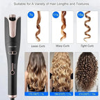 DENX Automatic Hair Curling Iron, Professional Hair Curler with 1" Large Slot, 4 Temperature & Timer Settings, Auto Shut-Off, Anti-Scald Protection, and Ceramic Wand for Long-Lasting Curls, DX1354