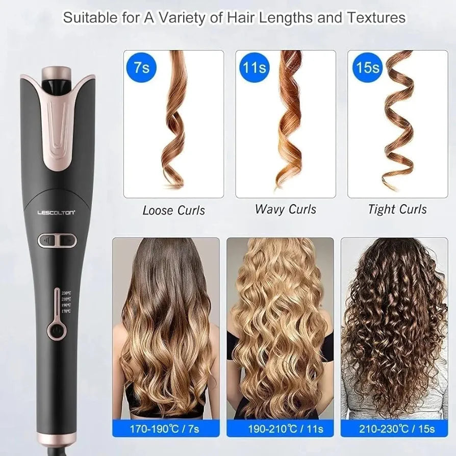 DENX Automatic Hair Curling Iron, Professional Hair Curler with 1" Large Slot, 4 Temperature & Timer Settings, Auto Shut-Off, Anti-Scald Protection, and Ceramic Wand for Long-Lasting Curls, DX1354
