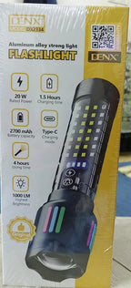 DENX Rechargeable LED Flashlight 1000 Lumens, 2700mAh Built-in Battery, USB-C Pocket Torch with Zoom Focus, High Power Handheld Flashlight for Light for Home, Camping, Hiking, Outdoor Use, DX2334