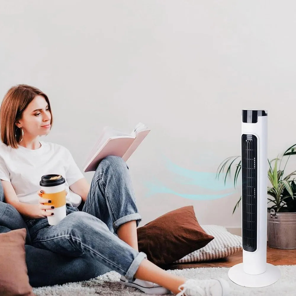 DENX Tower Fan Air Conditioning Inverter Vertical Summer Cooling Leafless Desk Vertical Fan, Electric Room Fan & Floor Fan For Bedroom Office Home Use, 40W Floor Tower Fan With Stable Base, DX2618