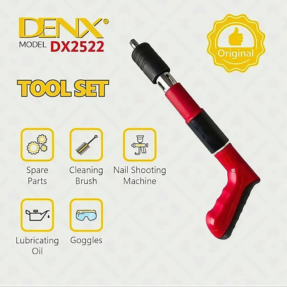 DENX High Pressure Air Pneumatic Nail Gun Solid Nailer For Steel Piercing And Riveting, Nails Wall Fastening Tool Manual Steel Nail Gun, Adjustable Strength for, Woodworking, Home Decoration, DX2522