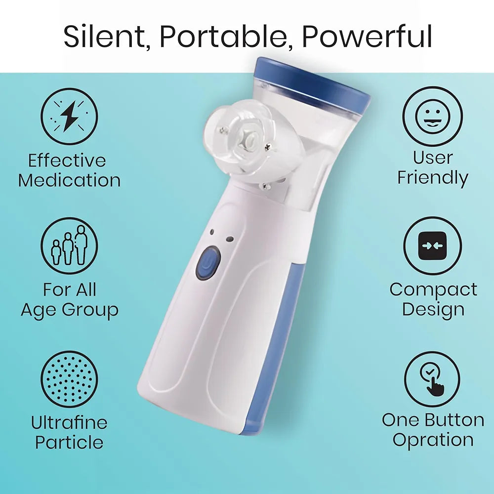 Portable Ultrasonic Mesh Nebulizer for Children and Adults | Silent Operation, Adjustable Fog, Auto-Off Function, Rechargeable, Compact and Lightweight Design, Efficient and Comfortable, JSL-W302