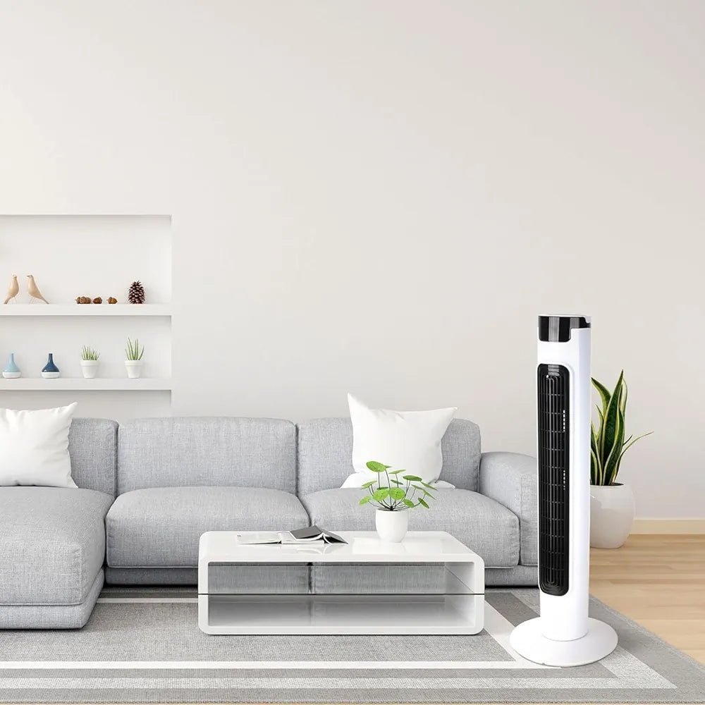 DENX Tower Fan Air Conditioning Inverter Vertical Summer Cooling Leafless Desk Vertical Fan, Electric Room Fan & Floor Fan For Bedroom Office Home Use, 40W Floor Tower Fan With Stable Base, DX2618