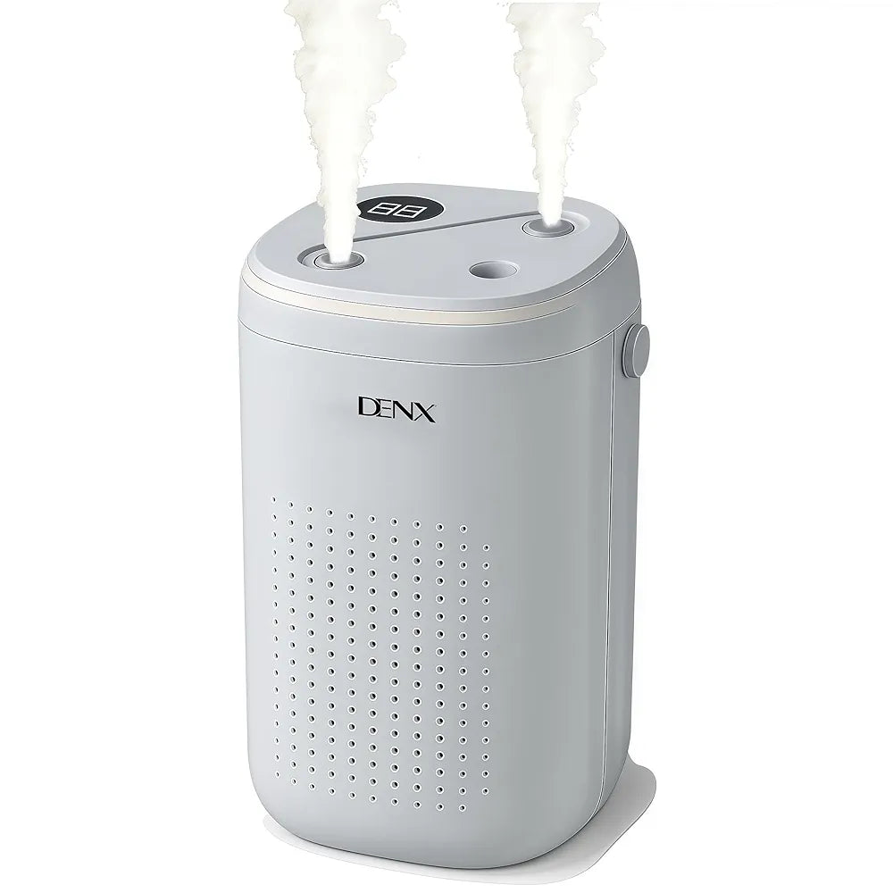 DENX 1.3L Ultrasonic Cool Mist Air Humidifier & Essential Oil Aroma Diffuser, 4 Mist Levels, Auto Shut-Off, Low Noise, Portable Rechargeable Humidifier for Bedroom, Baby Room, Home, and Office, DX1927