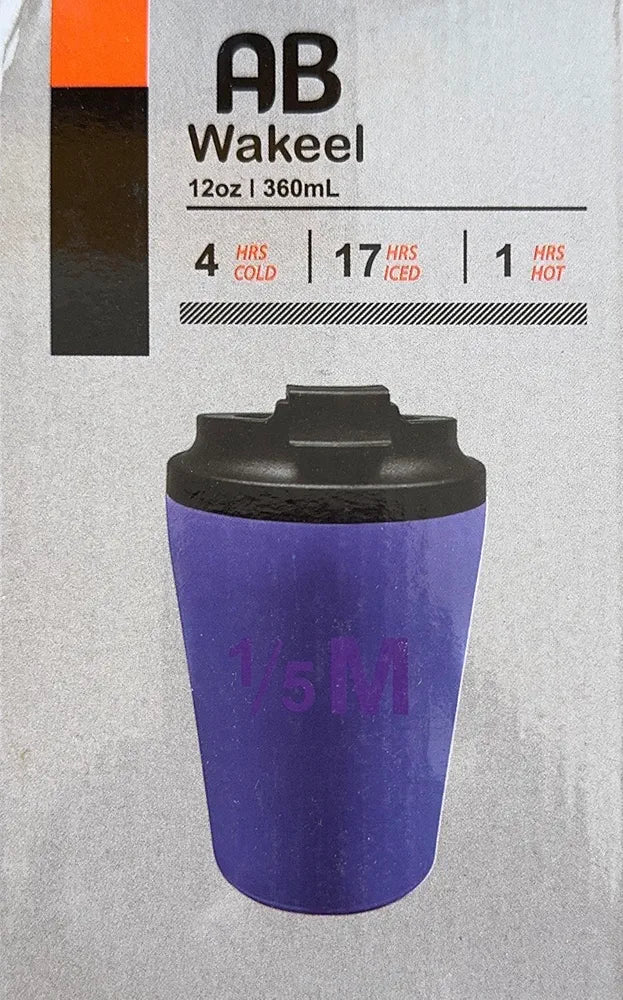 Wakeel AB 1/5M Mug 360ml Thermal Travel Mug, Vacuum Insulated Reusable Coffee Cup with Lid, Stainless Steel Tumbler for Hot and Cold Drinks, Portable Tea Mug for Office, Car, Home, Gym 