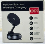 Magnetic Car Phone Holder with 15W Wireless Charging, Vacuum Suction Mount, Dashboard Phone Holder, Windshield Mount, 360° Rotation, Universal Mobile Stand for iPhone, Samsung, Huawei, Xiaomi, K007S