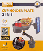 Denx 3-in-1 Car Cup Holder,Food Tray With Phone Mount, 360° Rotating Auto Food & Drink Tray, Adjustable Vehicle Cup Holder Organizer, Portable Car Accessories For Travel Snacks, Drinks, DX1285